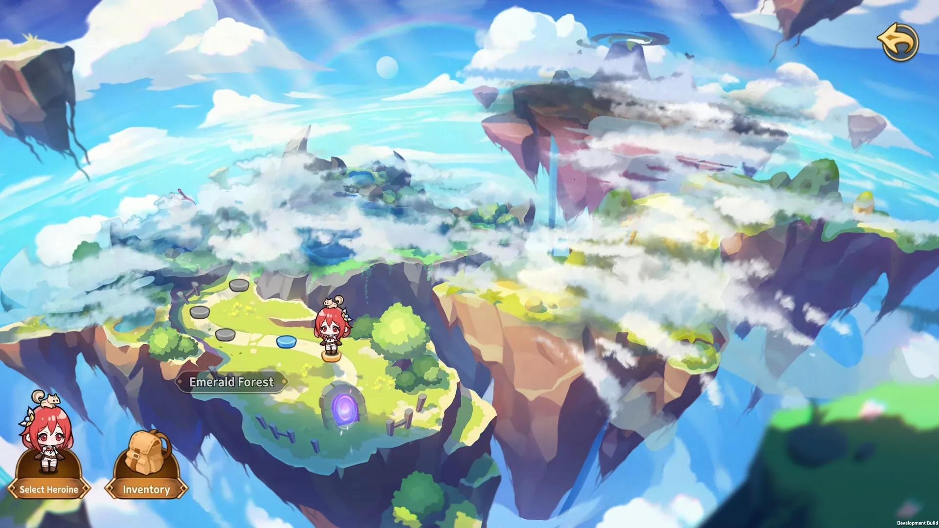 重生酒馆：Emerald Forest浮空地图节点与Select Heroine Inventory，普通着装小人物
