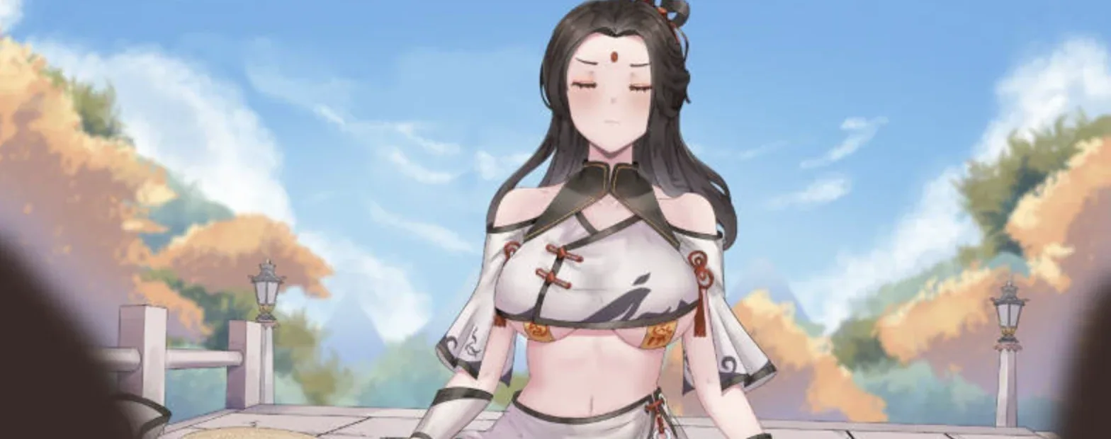 少女修仙传：闭目静坐人物与秋日桥景