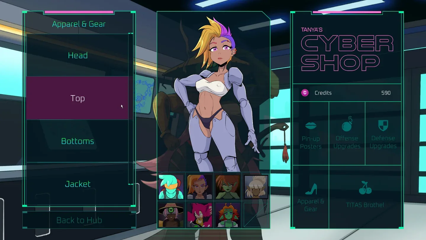 星际播种王：Tanya 商店中的分类与信用点，人物私密部位由不透明服装遮盖